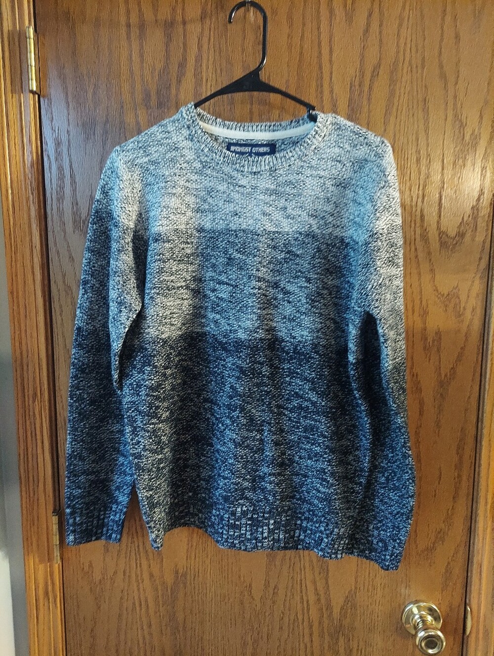 Amongst Others Men’s Colorblock Ombre Knit Crewneck Sweater - Size M - Navy Gray